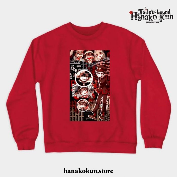 Hanako Collage Anime Crewneck Sweatshirt Red / S