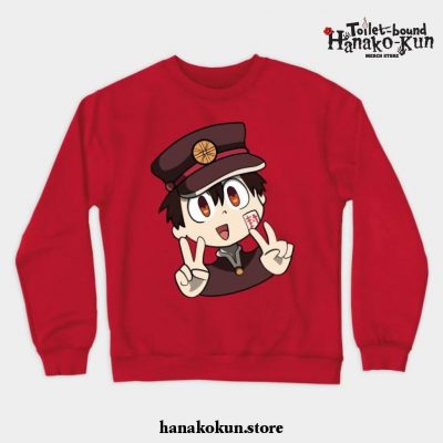 Hanako-Kun Peace Signs Crewneck Sweatshirt Red / S