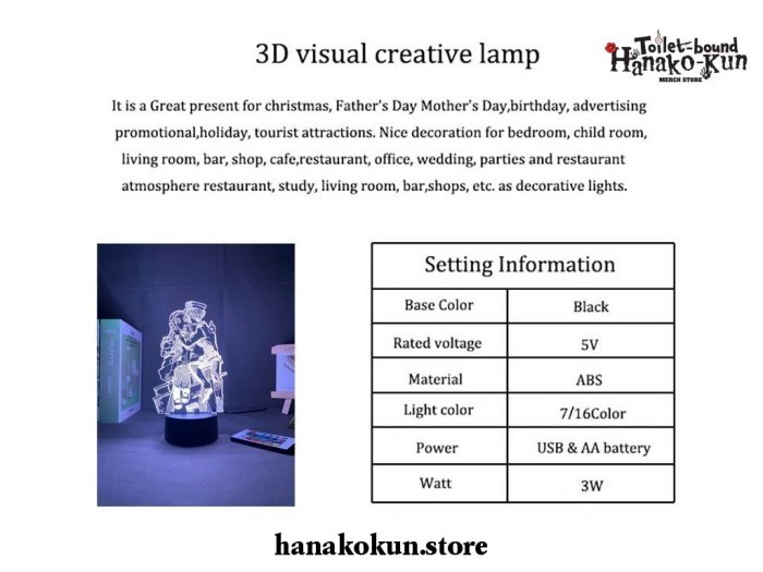 Love Toilet Bound Hanako Kun 3D Lamp